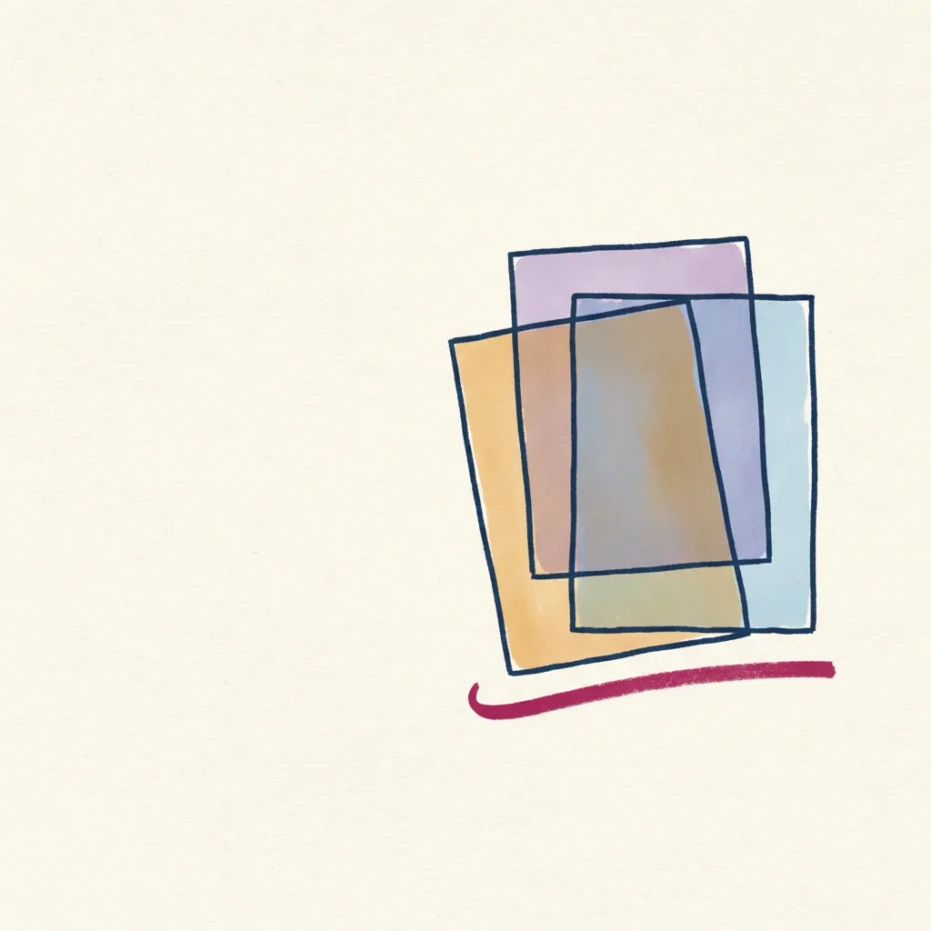 Documentos abstractos con luz suave — un tono cálido tipo papel en azul y morado, accesible.